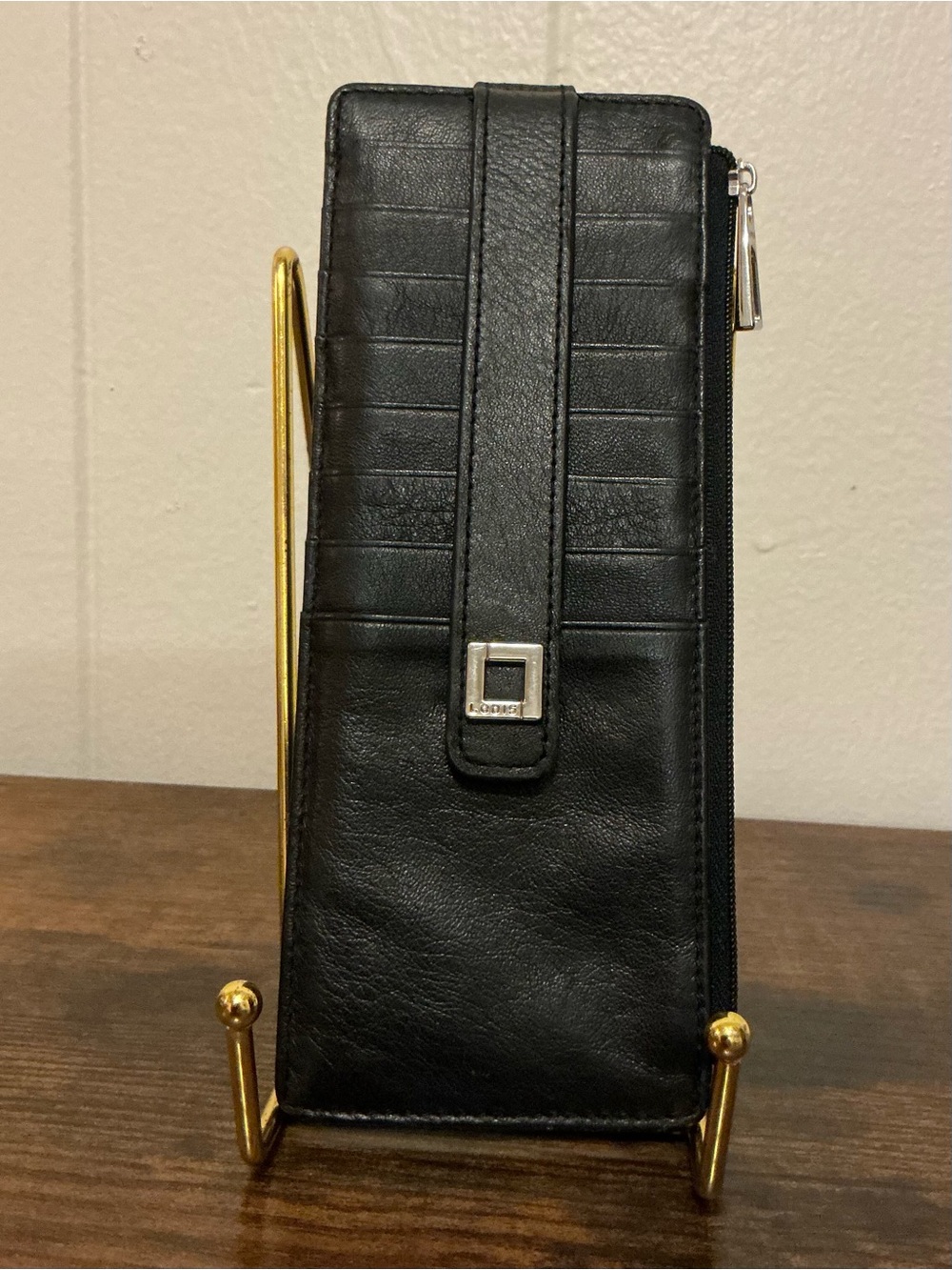 Lodis Black Julia Long Stacker Leather Slim Card Holder Wallet